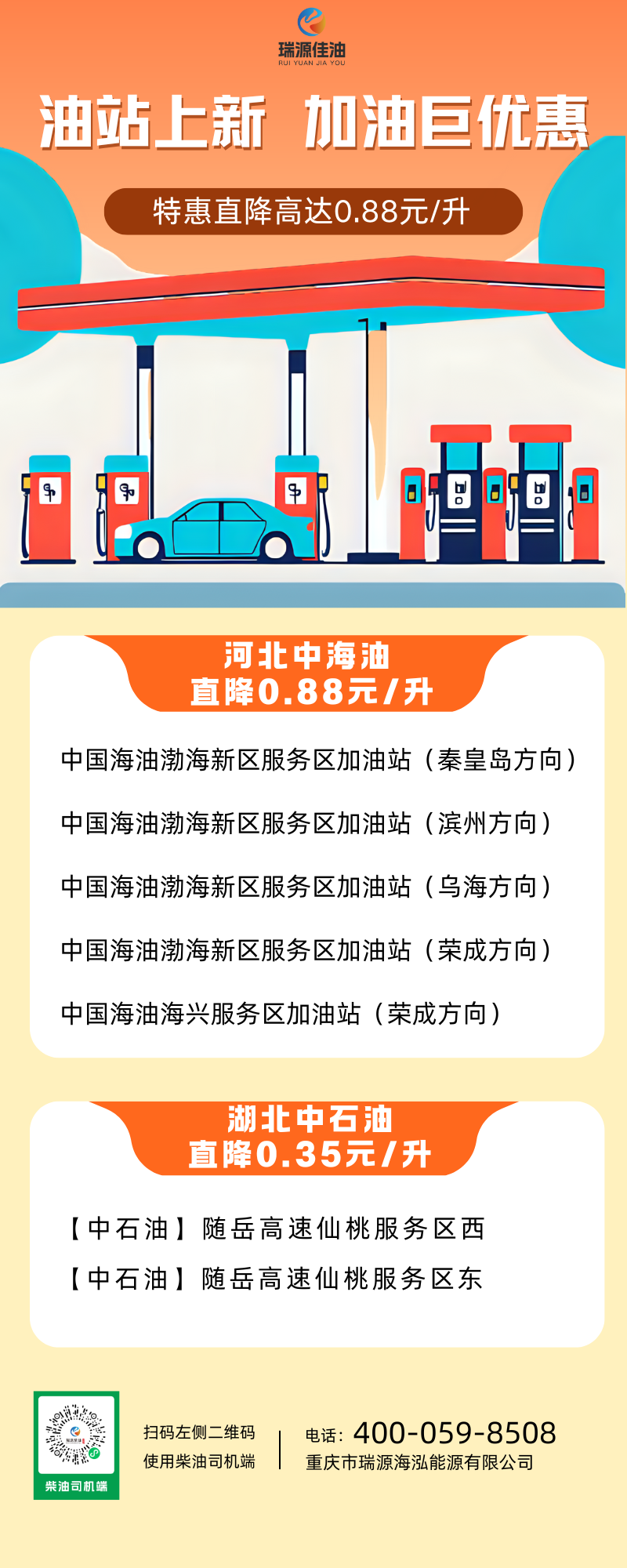 【瑞源柴油】油站上新，直降0.88元/升